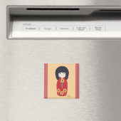 Kokeshi Doll met zonnebloem Magneet (Insitu (Vaatwasser))