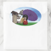 Kokeshi Doll Ovale Sticker (Tas)