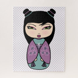 Kokeshi Doll Paars Puzzle Legpuzzel