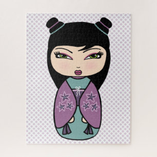 Kokeshi Doll Paars Puzzle Legpuzzel