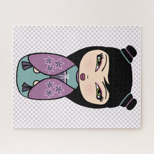 Kokeshi Doll Paars Puzzle Legpuzzel (Horizontaal)