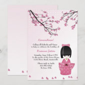 Kokeshi Doll Pink Kaart (Voorkant / Achterkant)