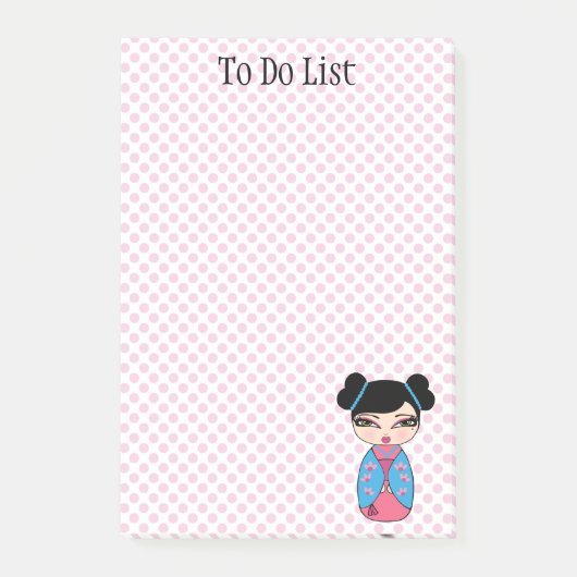 Kokeshi Doll Pink Post-it® notes 4 x 6 (Voorkant)