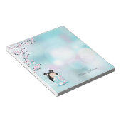 Kokeshi Doll Pink Turquoise Monogram Notitieblok (Schuin)