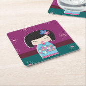 Kokeshi Doll, pruimen Kartonnen Onderzetters (Schuin)