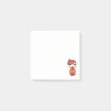 Kokeshi Doll Red 3 inch x 3 inch Post-it® notes