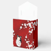 Kokeshi Doll Red Black Cherry Blossom Favor Bedankdoosjes (Geopend)