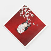 Kokeshi Doll Red Black Cherry Blossom Servet (Hoek)