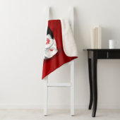 Kokeshi Doll Red Black Cherry Blossom Sherpa Deken (In situ)