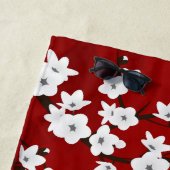 Kokeshi Doll Red Black en White Cherry Blossom Strandlaken (In situ)