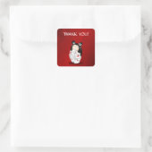 Kokeshi Doll Red Black en White Hartelijk dank Vierkante Sticker (Tas)