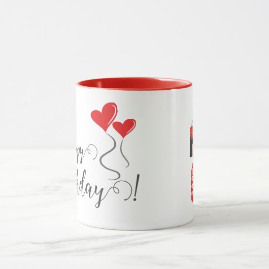 Kokeshi Doll Red Happy Birthday Mok (Midden)