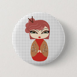 Kokeshi Doll Red Standard, 2¼ inch Ronde Button