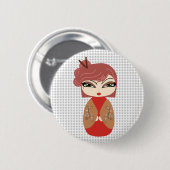 Kokeshi Doll Red Standard, 2¼ inch Ronde Button (Voorkant /achterkant)