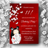 Kokeshi Doll Red White | Geestdag meisje Kaart