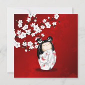 Kokeshi Doll Red White | Geestdag meisje Kaart (Achterkant)