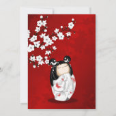 Kokeshi Doll Red White | Geestdag meisje Kaart (Achterkant)