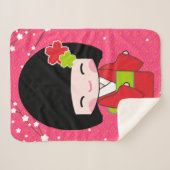 Kokeshi Doll sherpa baby Blanket Deken (Voorkant (horizontaal))