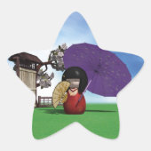 Kokeshi Doll Ster Sticker (Voorkant)
