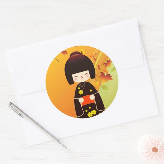 Kokeshi doll sticker (Envelop)