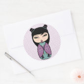 Kokeshi Doll Sticker, Glossy, 3 inch (vel 6) Ronde Sticker (Envelop)