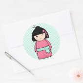 Kokeshi Doll Sticker, Glossy, 3 inch (vel 6) Ronde Sticker (Envelop)