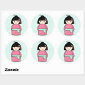 Kokeshi Doll Sticker, Glossy, 3 inch (vel 6) Ronde Sticker (Vel)