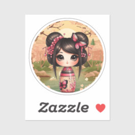 kokeshi Doll Sticker, kawaii Style Sticker