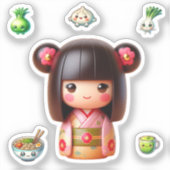 Kokeshi Doll Sticker, Schattige Kokeshi Sticker (Voorkant)