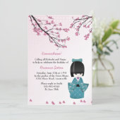 Kokeshi Doll Uitnodiging (Staand voorkant)