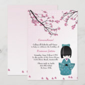 Kokeshi Doll Uitnodiging (Voorkant / Achterkant)