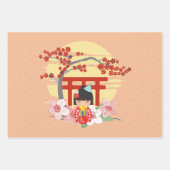 Kokeshi Doll Verjaardag Inpakpapier Vel (Voorkant 2)
