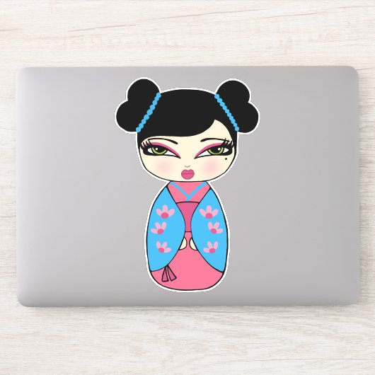 Kokeshi Doll Vinyl Sticker (Computer)
