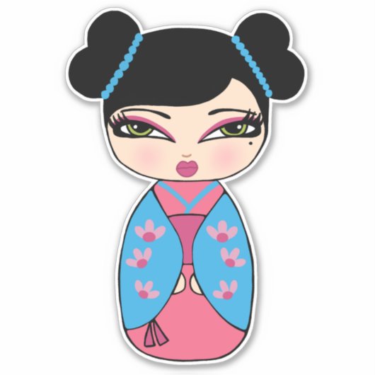 Kokeshi Doll Vinyl Sticker (Voorkant)