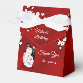 Kokeshi Doll White Birthday Hartelijk dank Bedankdoosjes