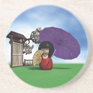 Kokeshi Doll Zandsteen Onderzetter