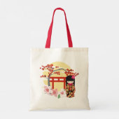 Kokeshi Doll Zen Art Tote Bag (Achterkant)