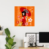 Kokeshi Doll Zen Garden Poster (Thuiskantoor)