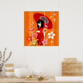 Kokeshi Doll Zen Garden Poster (Keuken)