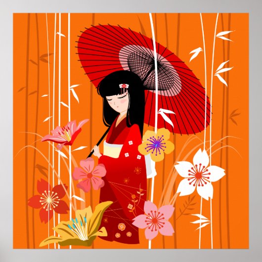 Kokeshi Doll Zen Garden Poster (Voorkant)
