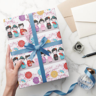 Kokeshi Dolls Cadeaupapier