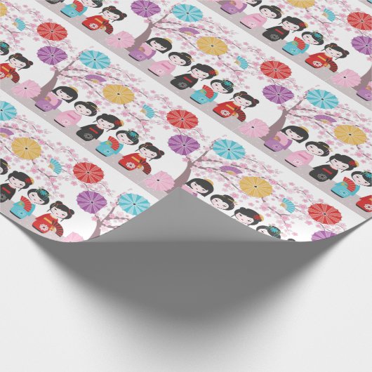 Kokeshi Dolls Cadeaupapier (Hoek)