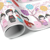Kokeshi Dolls Cadeaupapier (Rol Hoek)