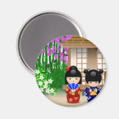Kokeshi Dolls en Teahouse Magneet (Voorkant / Achterkant)