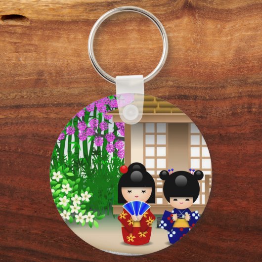 Kokeshi Dolls en Teahouse Sleutelhanger (Voorkant)