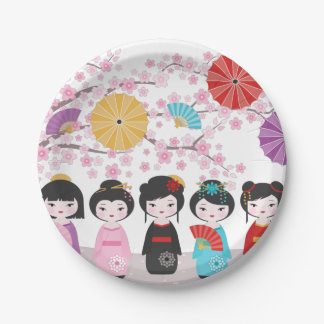 Kokeshi Dolls Papieren Bordje