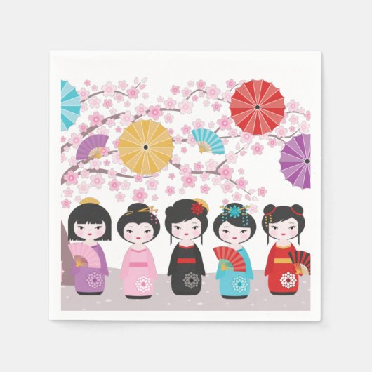 Kokeshi Dolls Servet (Voorkant)