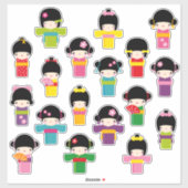 Kokeshi Dolls Sticker (Vel)