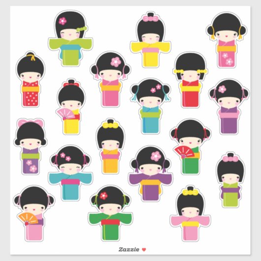 Kokeshi Dolls Sticker (Vel)