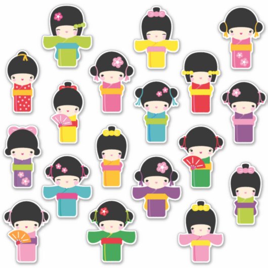 Kokeshi Dolls Sticker (Voorkant)